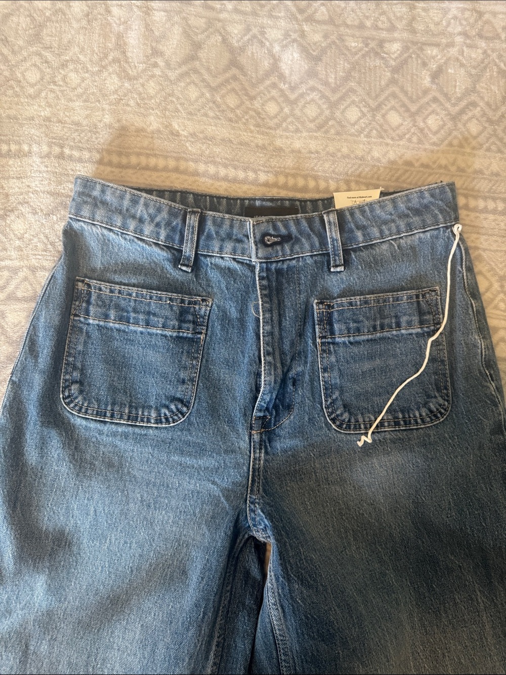 Classic women’s  Blue Denim Jeans - Casual Patch Pocket Style
